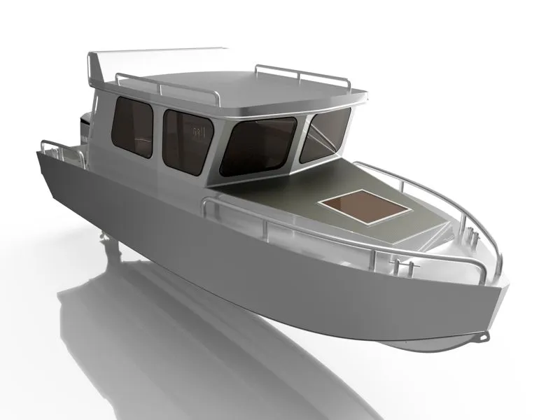 24 Foot (7.45 meters) Aluminum Utility Skiff Plans with Pilot House