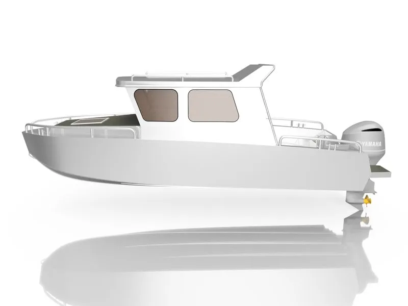 24 Foot (7.45 meters) Aluminum Utility Skiff Plans with Pilot House